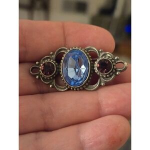 1928 Blue Pink Bar Brooch Pin Vintage